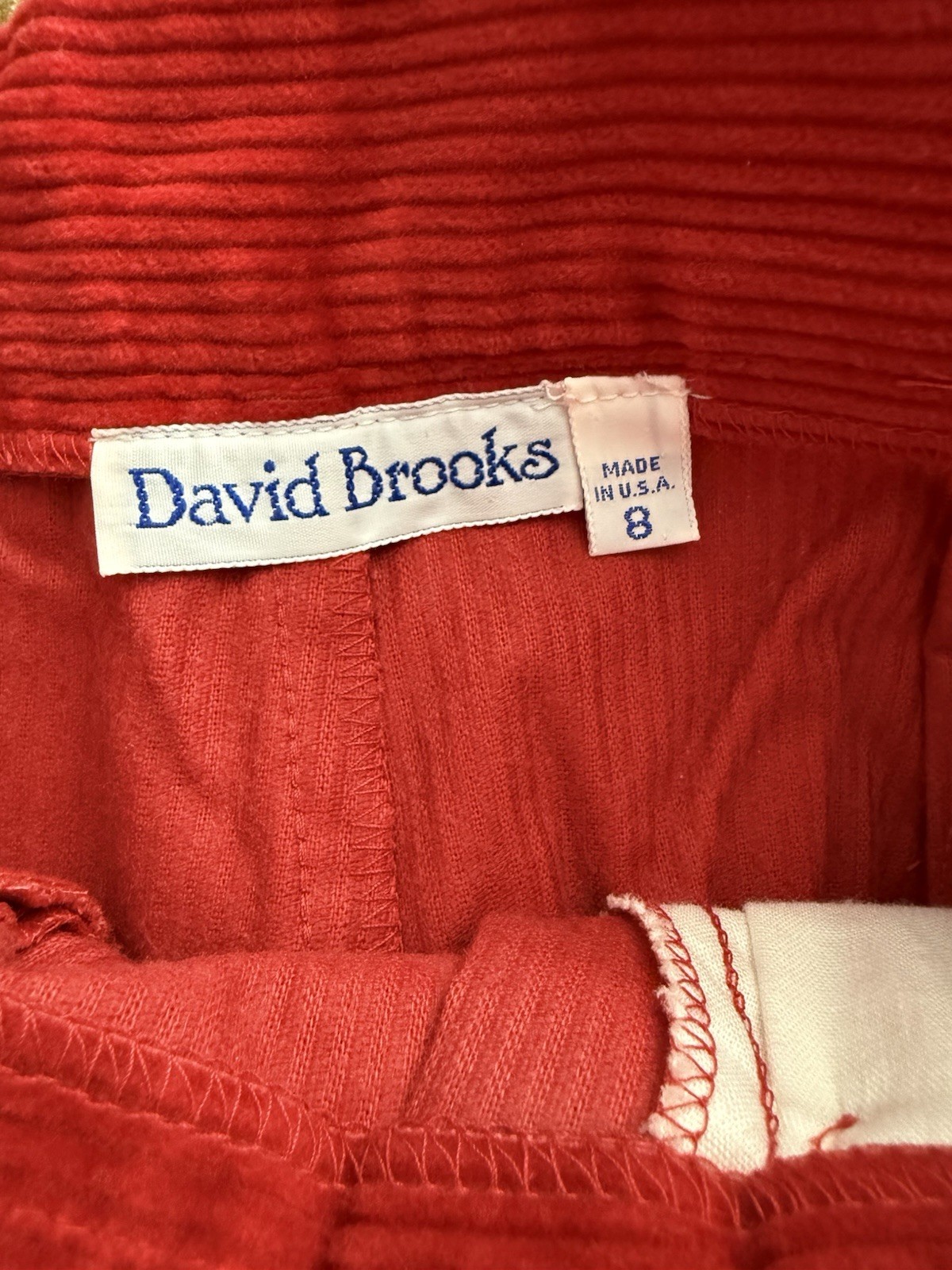 Vintage David Brooks Red Corduroy Wide Leg Shorts Sz 8 USA High Waist Y2K Preppy