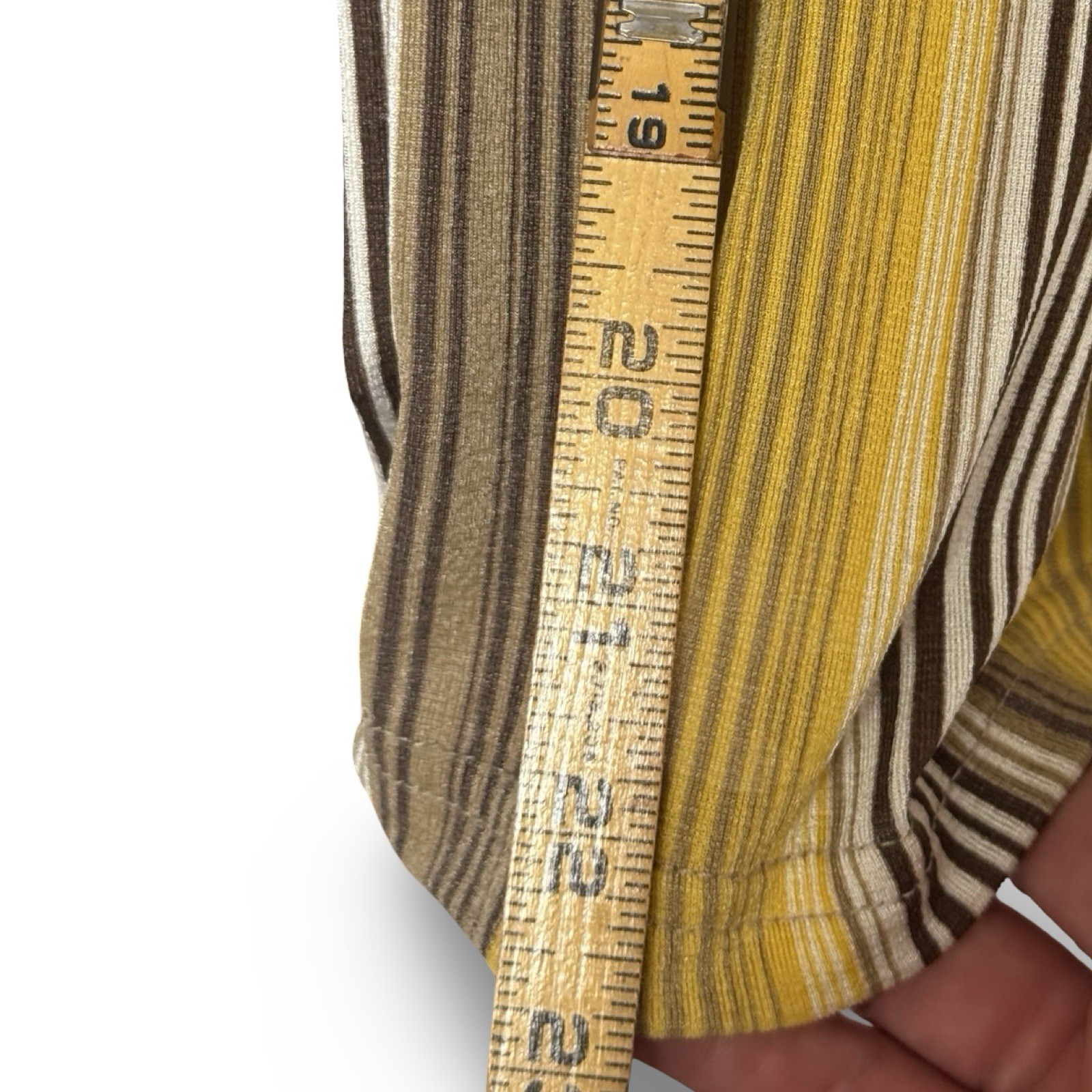 Metallic Knit Yellow Brown Striped Sleeveless Top Pia USA Sony Pictures 90s VNTG