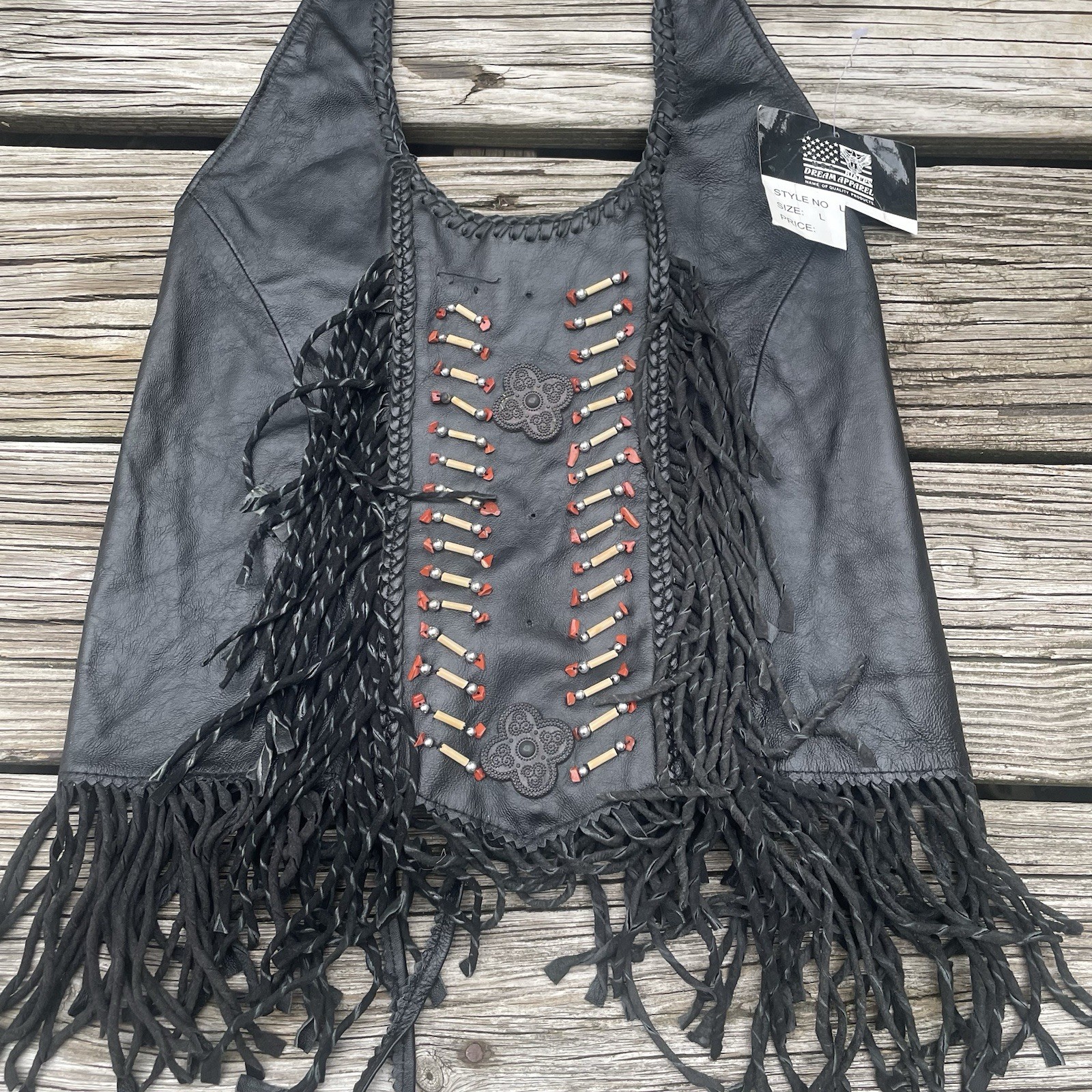 Vtg Leather Biker’s Dream Apparel Tank Top Bra Shirt Glam Rock Goth Shirt L