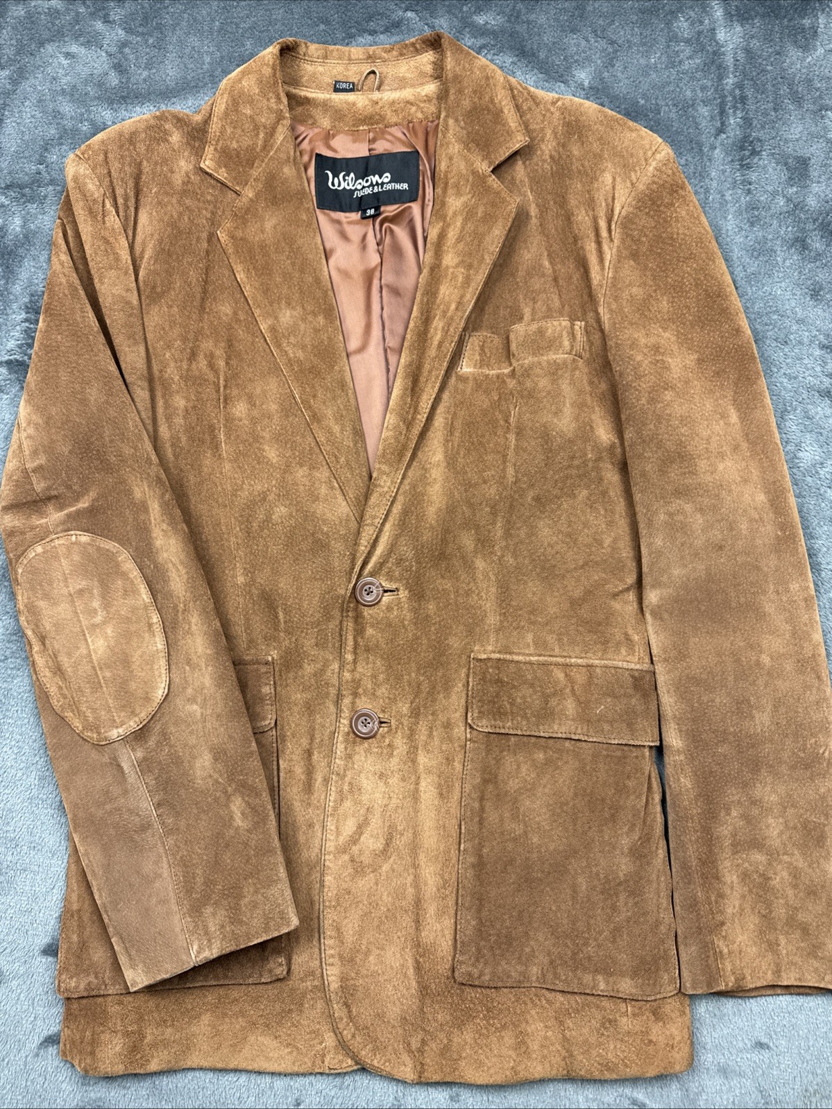 Vintage Wilsons Brown Suede Leather Jacket Button Men Size 38 Chest – Small