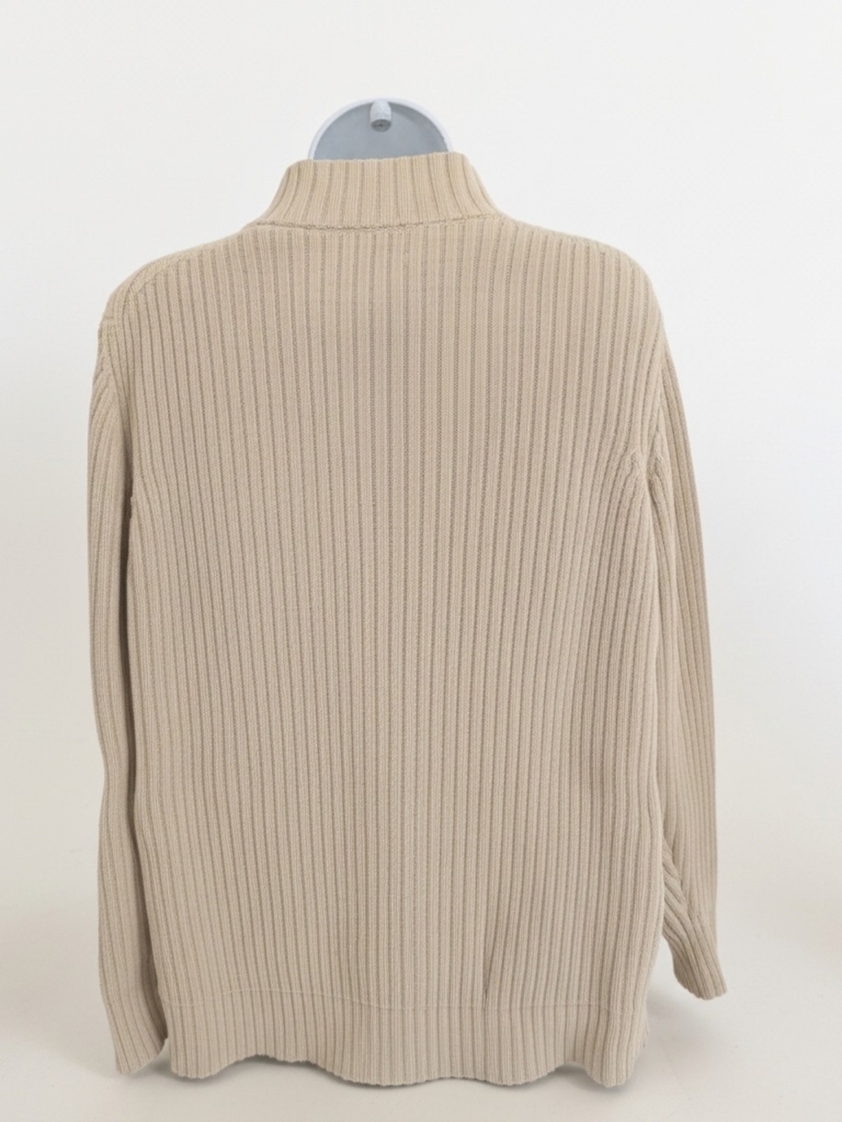 90s Lands End Cable Knit Full Zip Sweater Women’s 100% Cotton Sz 1X Beige