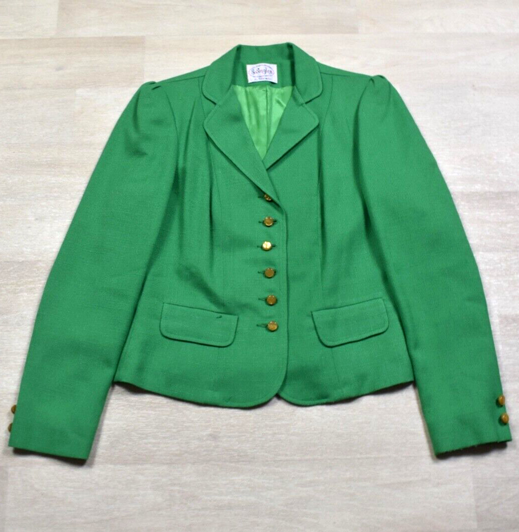 60s Swingles Blazer Suit Jacket Career Preppy Academia Old Money VTG 1960s Green