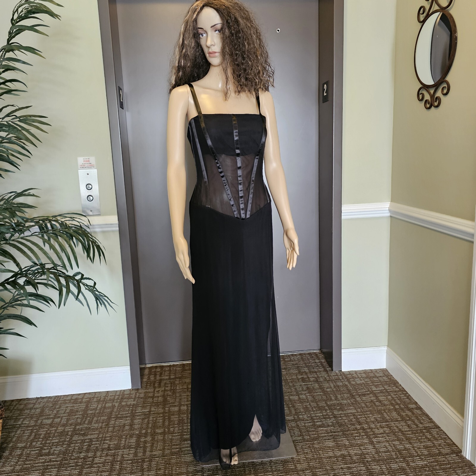 VICKY TIEL Couture Size 40 Vintage Black Bustier Bodice Corset DRESS