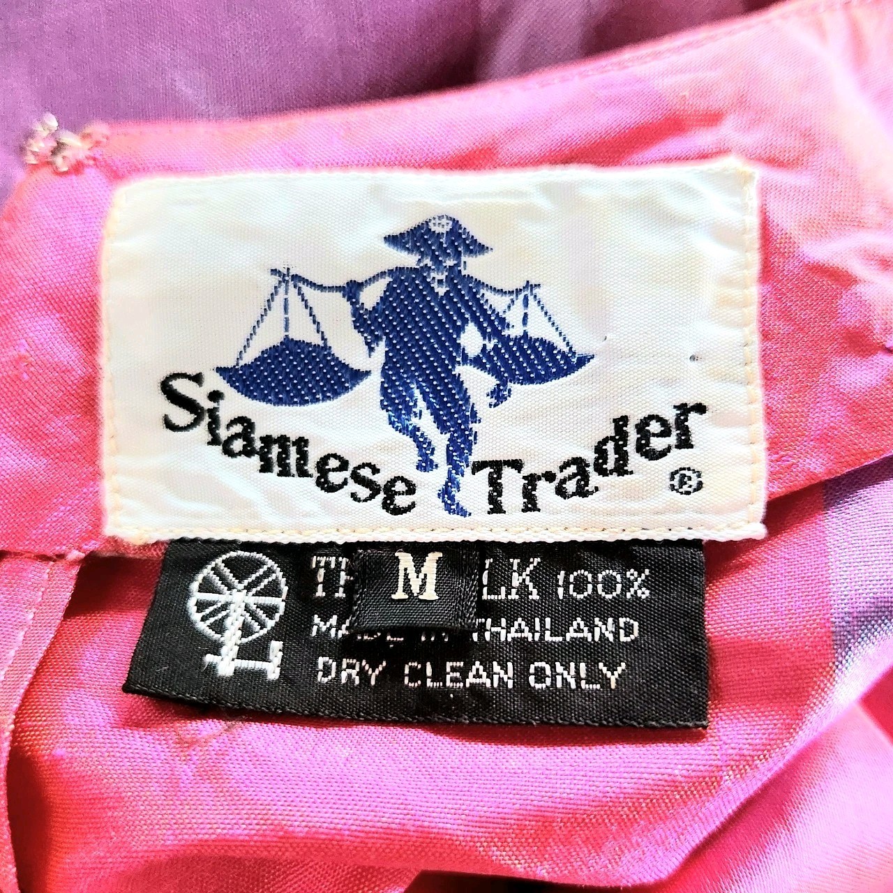 Vintage Jim Thompson Siamese Trader Thai Silk Belted Madras Kaftan Dress M 60s