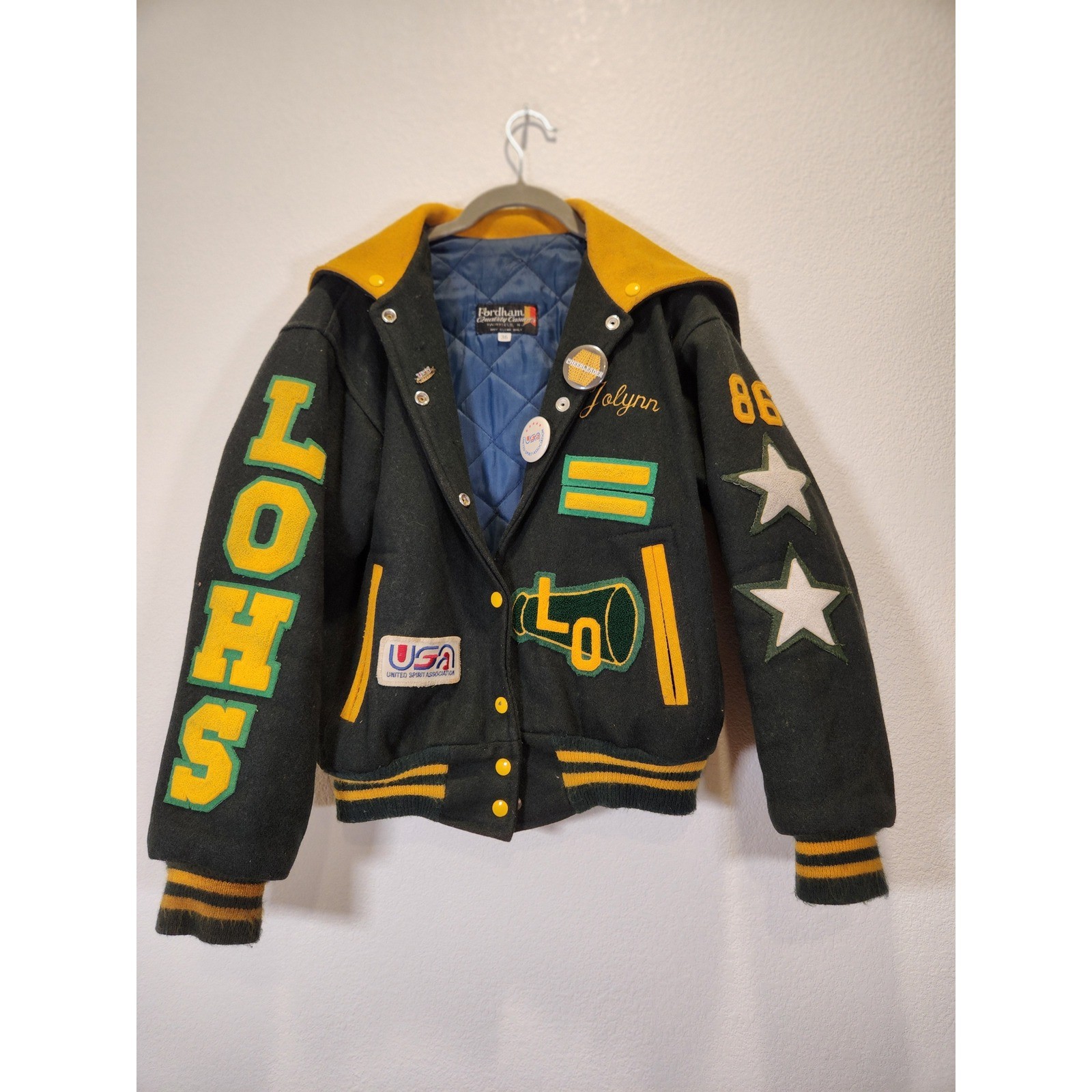 Vintage Live Oak Cheer Letterman Jacket Wool Varsity USA Fordham 36 Small