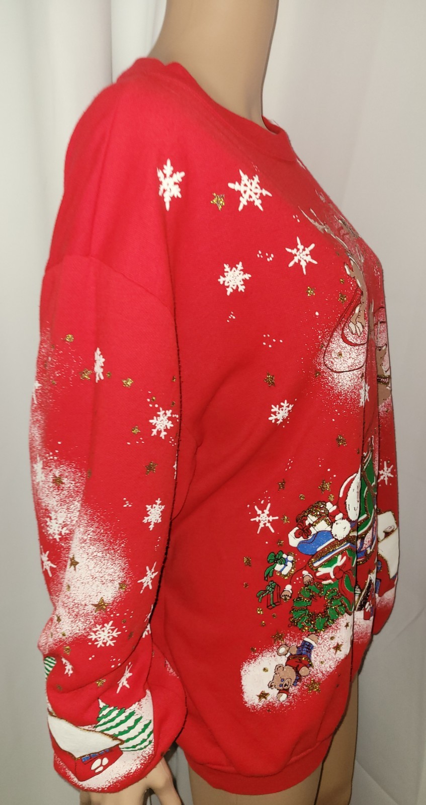 Vtg 1990s Holiday Time Christmas Santa Sweatshirt Size XL