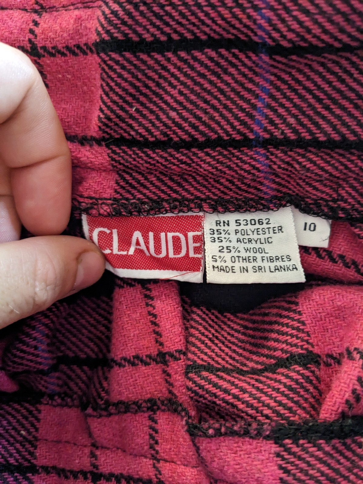 VTG Claude Hot Pink Plaid Tartan Skirt Wool Blend Sz 10 Extra Small XS