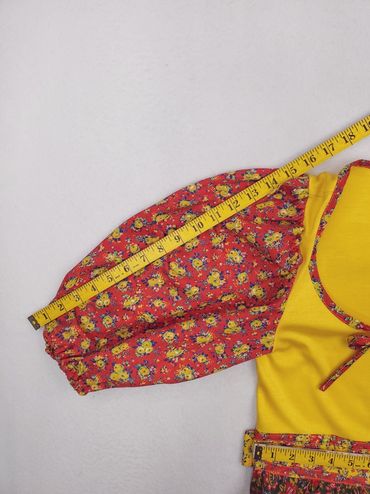 Vintage Jody T Prairie Dress Womens 9 Red Yellow Floral Patchwork Calico 70s