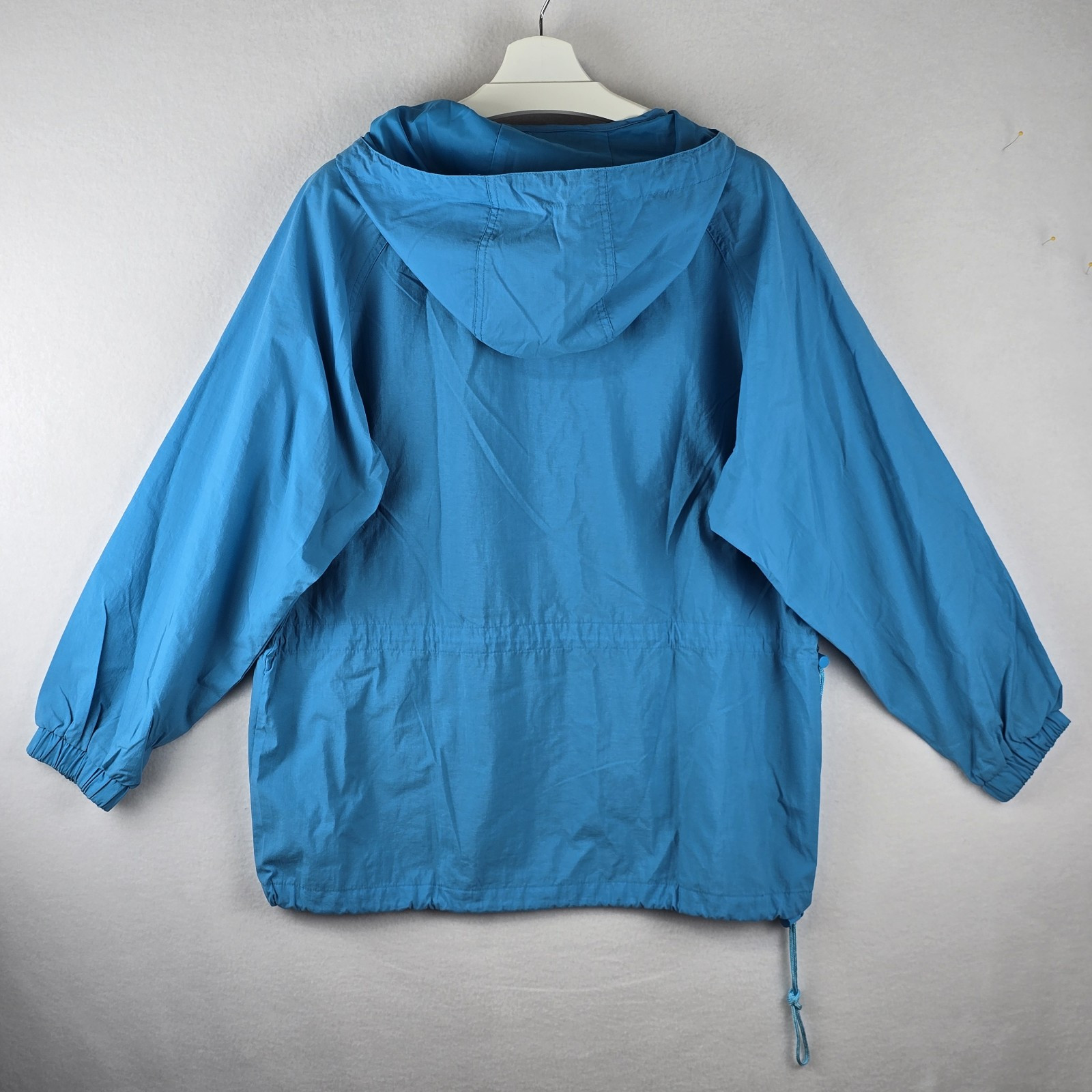 Eddie Bauer Windbreaker 1/4 Zip Pullover Jacket Sz L Y2K Nylon Teal Pink Retro