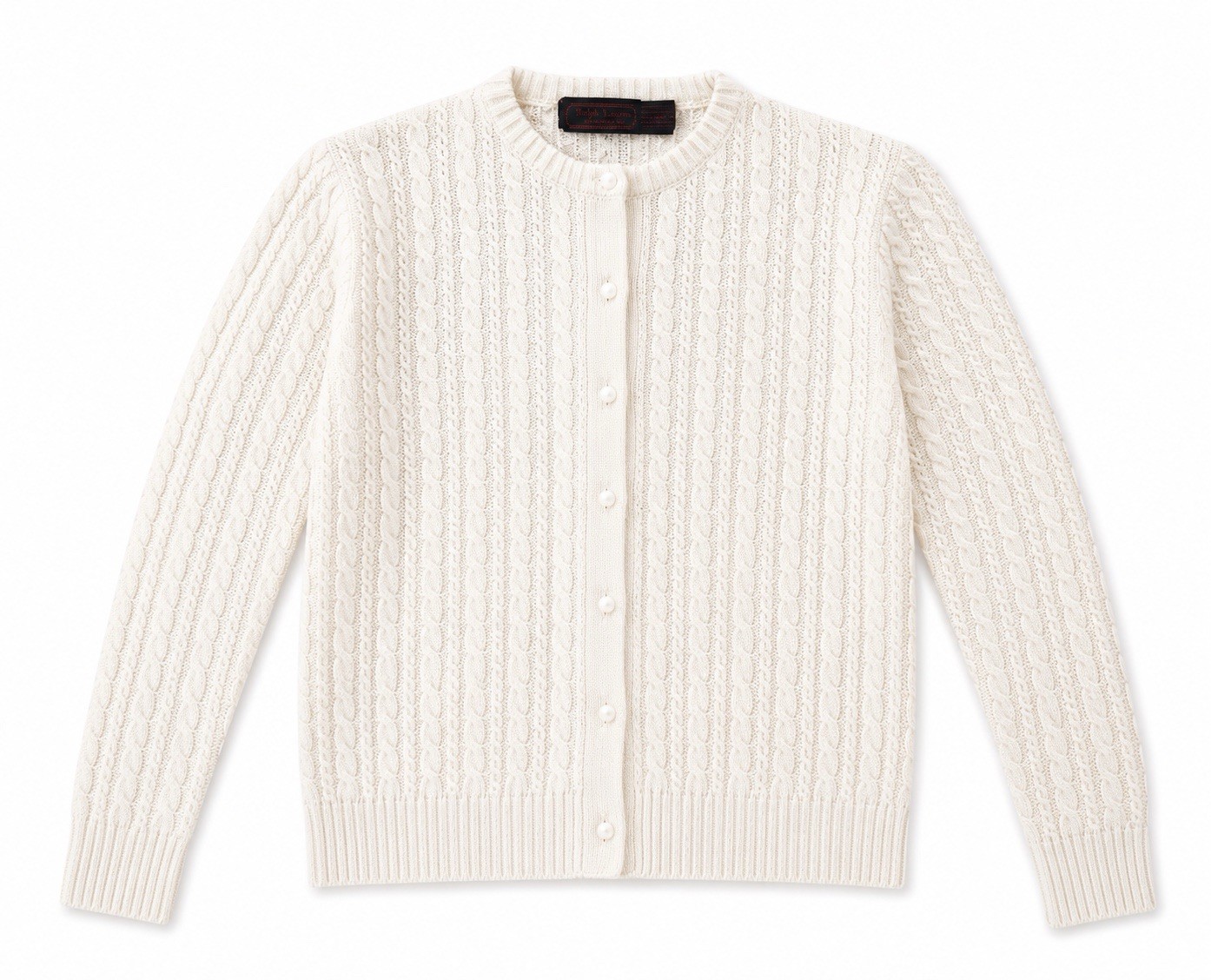 Vintage 1990’s Classic Cable Cardigan Sweater Off White Sz L Preppy School Girl