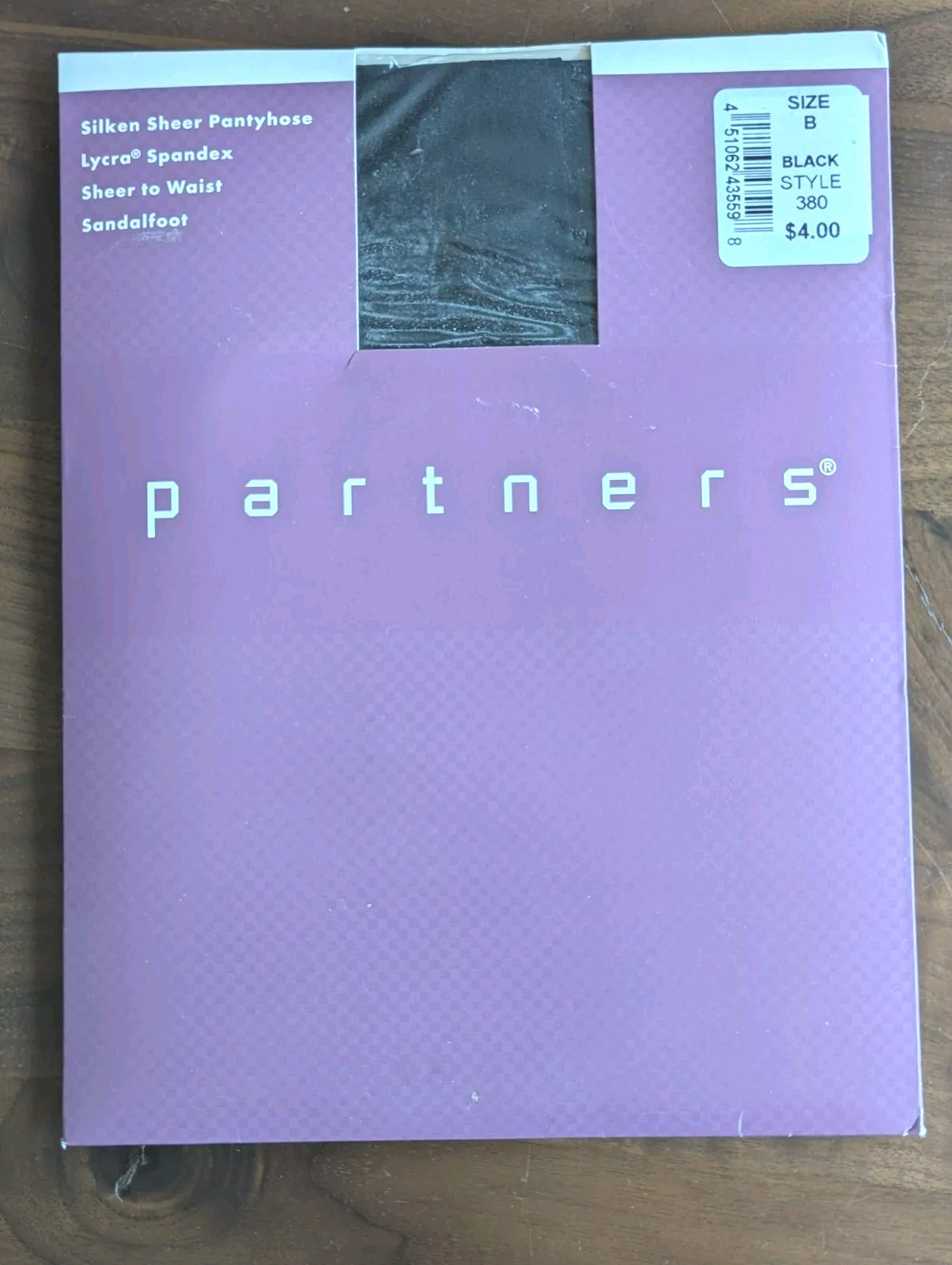 New Lot of 2 Partners Vintage Pantyhose Black Size B Sheer Nylon Lycra Cotton