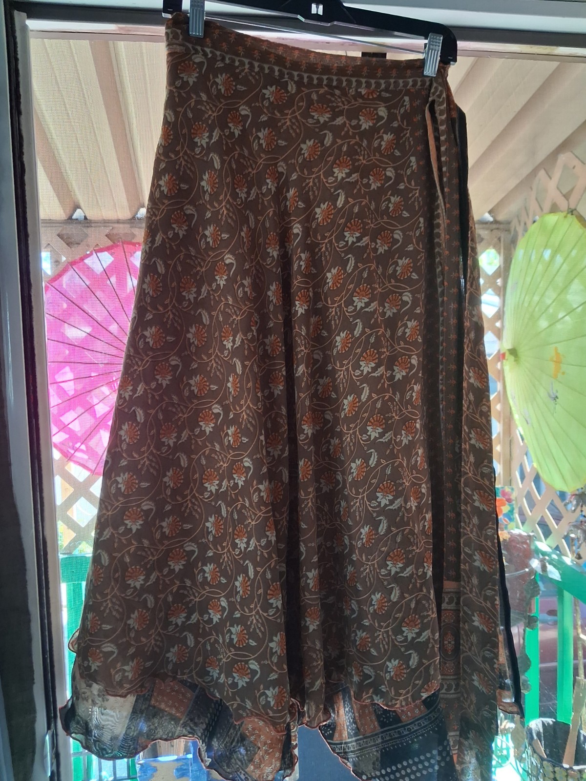 VTG India hippie wrap around long skirt 34”long One Size Paisley Design