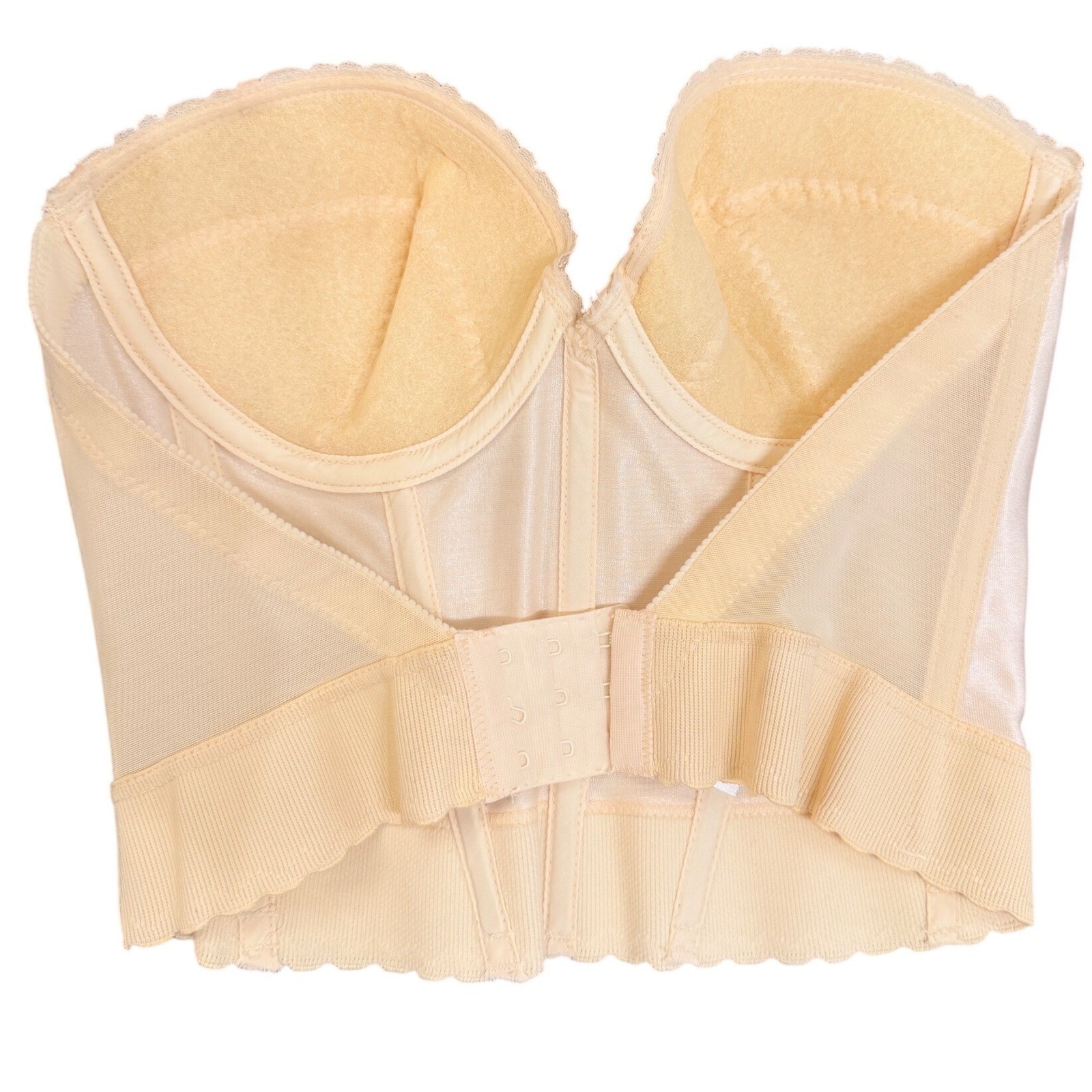 Carnival Vintage Bare-Back Longline Corset Bra 34C Champagne Low Back Bridal 203