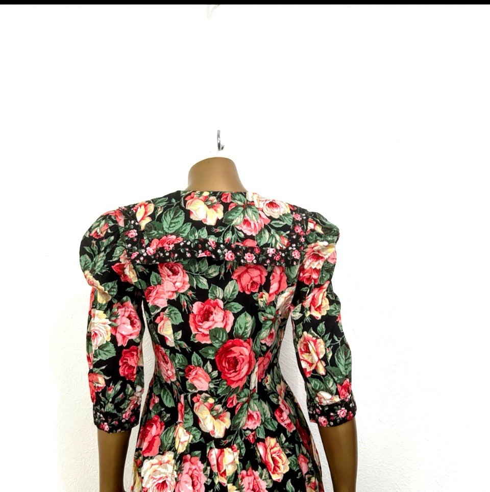 Vintage 80s 90s Floral Jumpsuit Romper Cottagecore Garden Party Boho Size XS-S