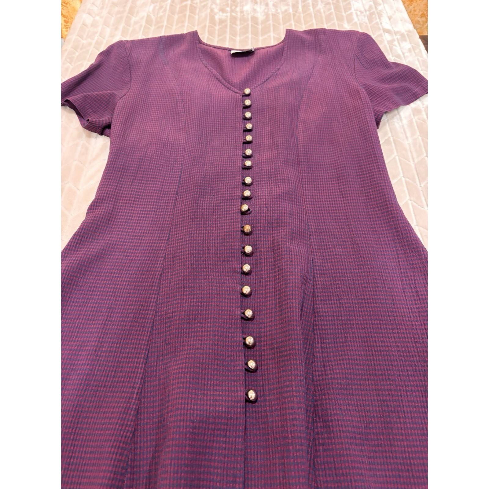 DBY Ltd Vtg 90s Gingham Lace Up Back Mini Dress Sz M/L Dark Academia Grunge Fall