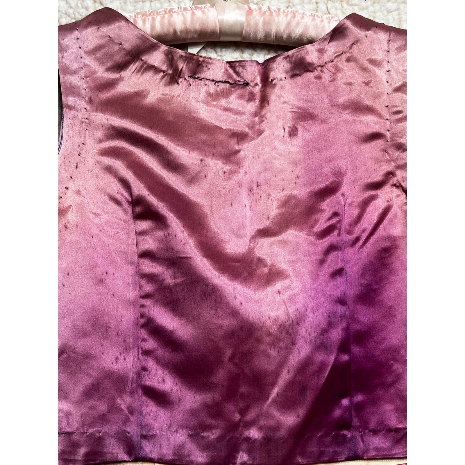 Antique 1930s Fuchsia Silk Faille Sequin Evening Vest Cropped Costume Haus XS