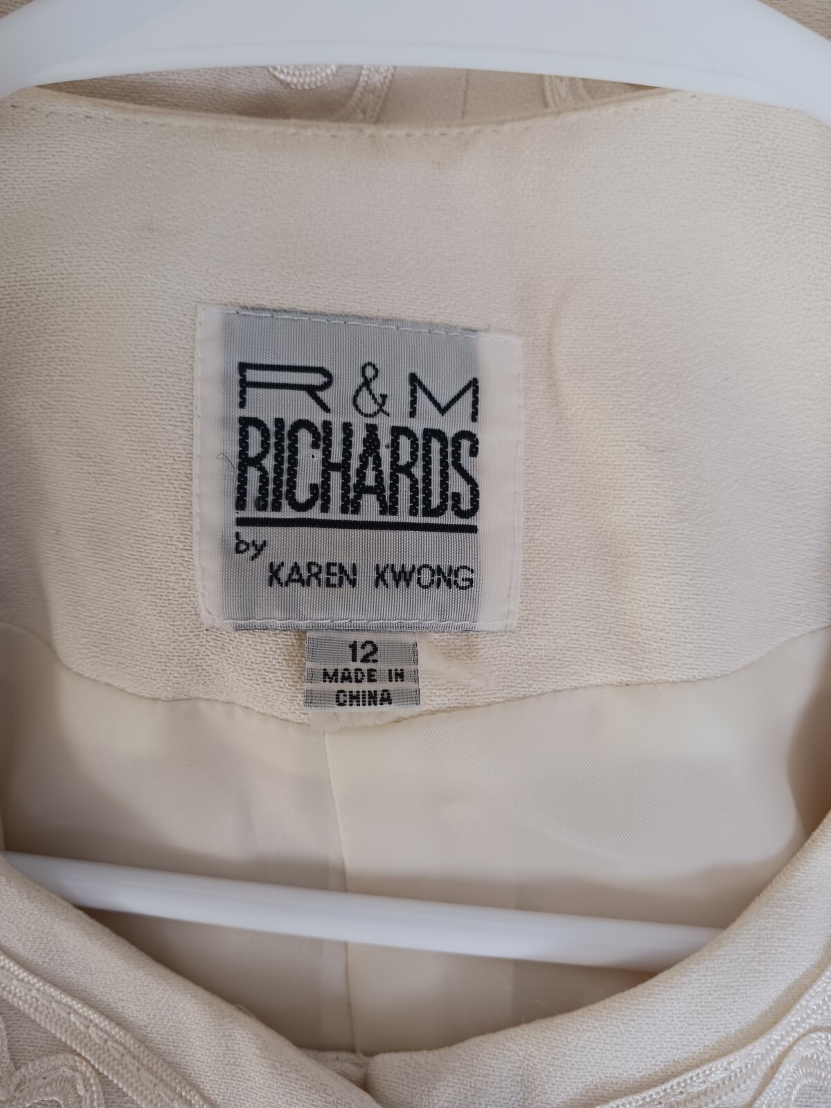 Vintage R & M Richards By Karen Kwong Ivory Long Blouse Women’s Size 12