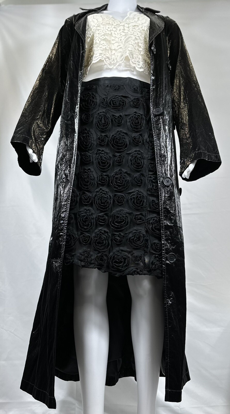 Good American Black Trench Coat Size 3 Travel Preppy Academic Classy Old Money
