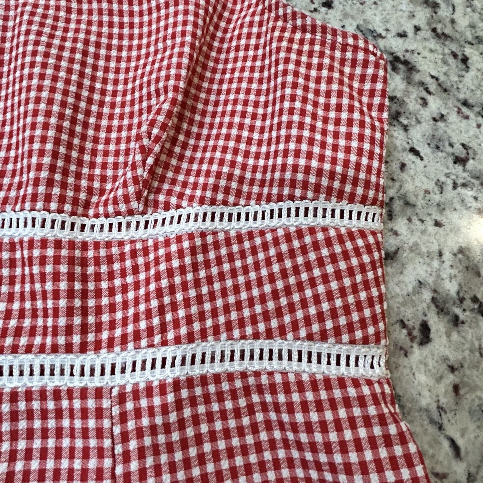 DBY 90’s Vintage Red Gingham Checked Mini Dress Retro Boho Chic Summer Dress S