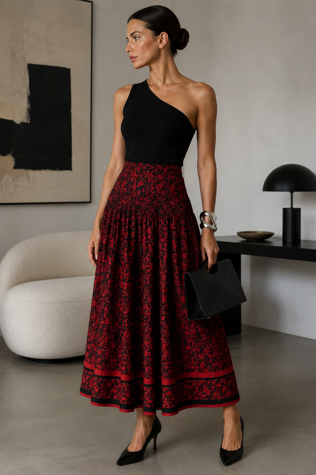 80s designer maxi skirt Franz Haushofer Miss Antonette vintage brocade size 36 38