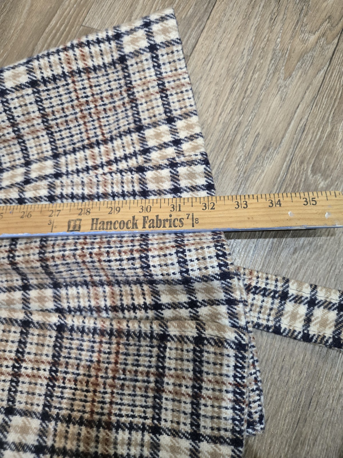 Vintage 1970s ILGWU Union Made Plaid Coat With Fur Cuffs