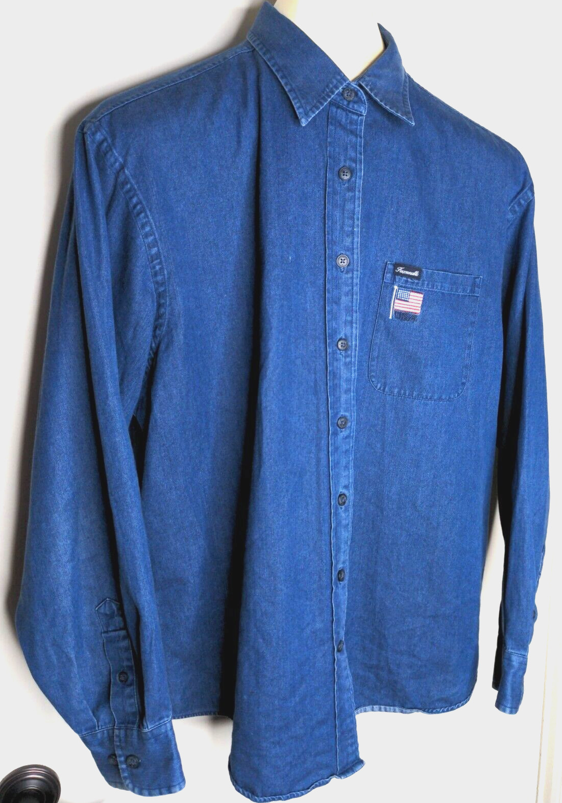 Vintage Women’s Large L/S Chambray Patriot Americana America US Flag Shirt Top
