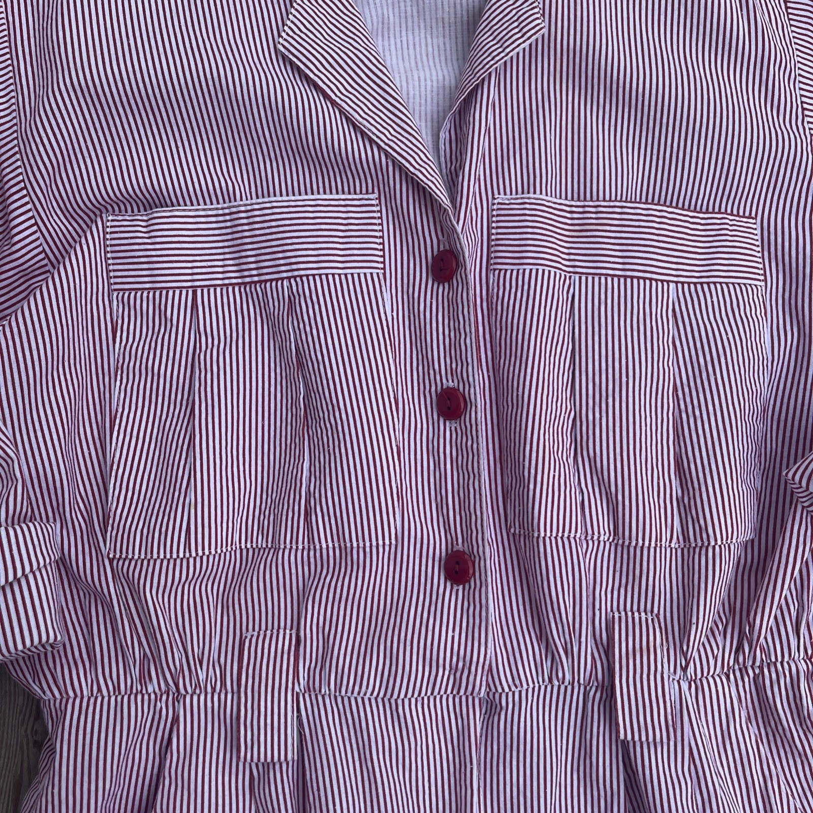 True Vintage Red and white pinstripe dress by Taurus Two size 10 Union made USA