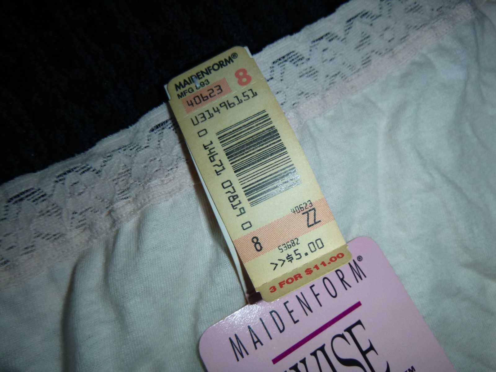 NOS Vtg Maidenform Wise Buys Cotton Panties High Cut Leg Stretch Lace PINK Sz 7