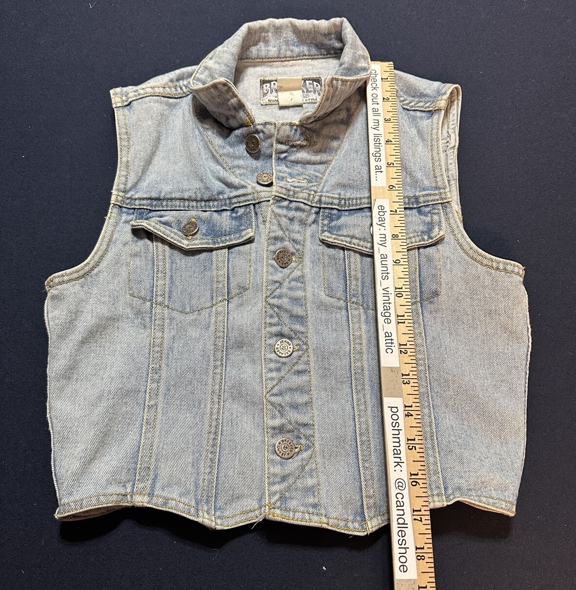 Vintage 90s Breaker Jeans Womens Vest Size S Button Down Denim Biker