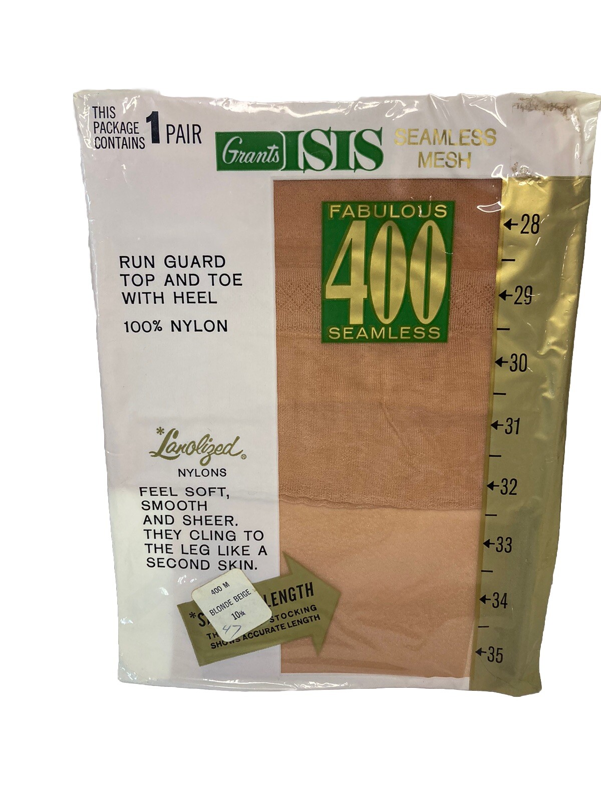 Vintage Grants ISIS Seamless Nylons Famous 500 Women’s Stockings Size 10.5
