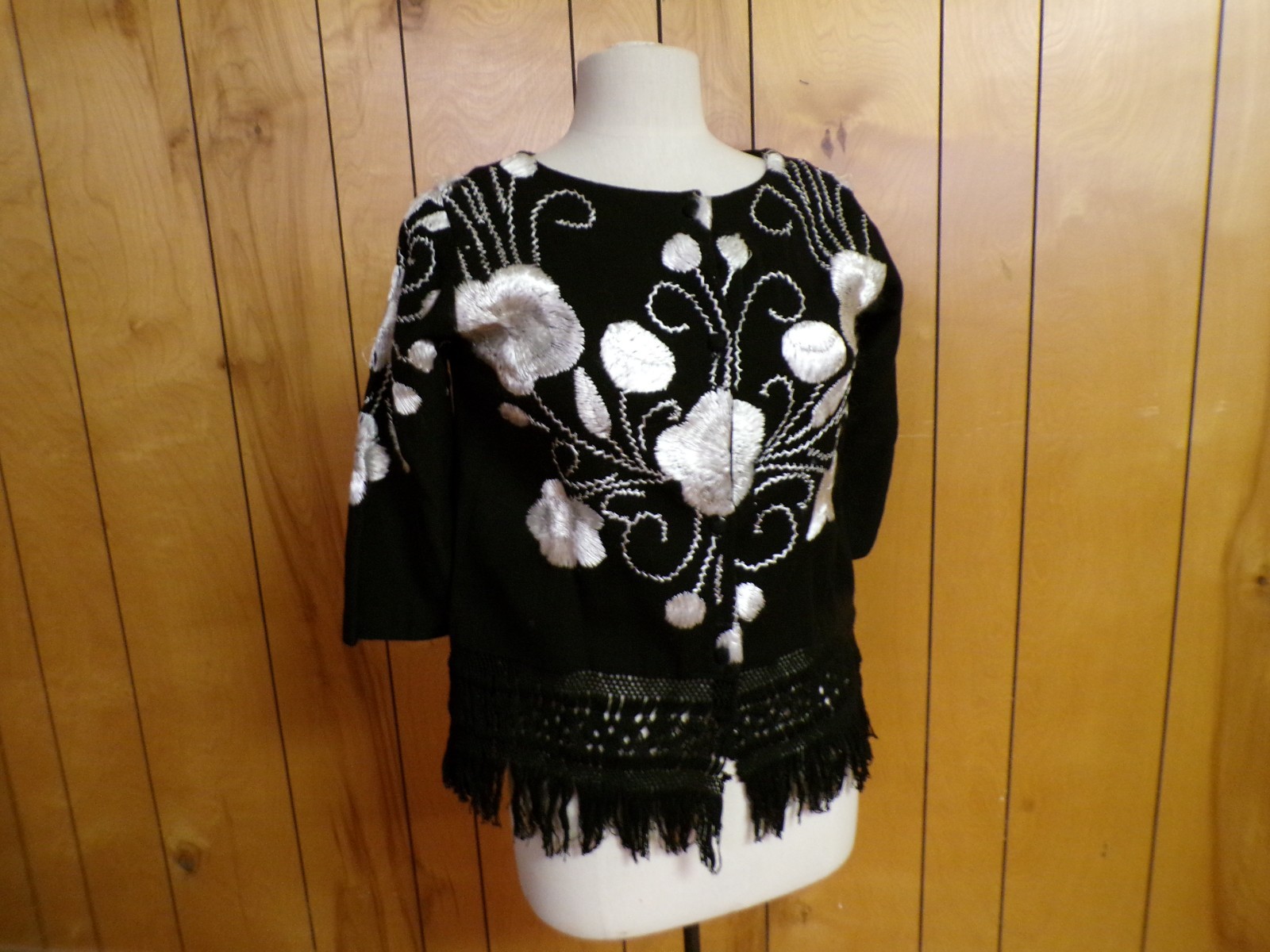 Vintage EMMI Made in Acapulco Black Blouse Bust 37″