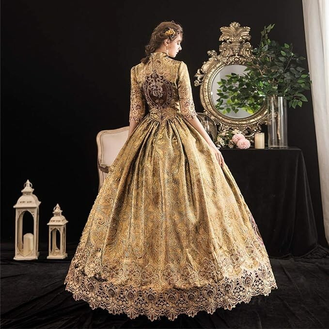 KEMAO Victorian Ball Gown Costume 18th Century Wedding Party Court Dress