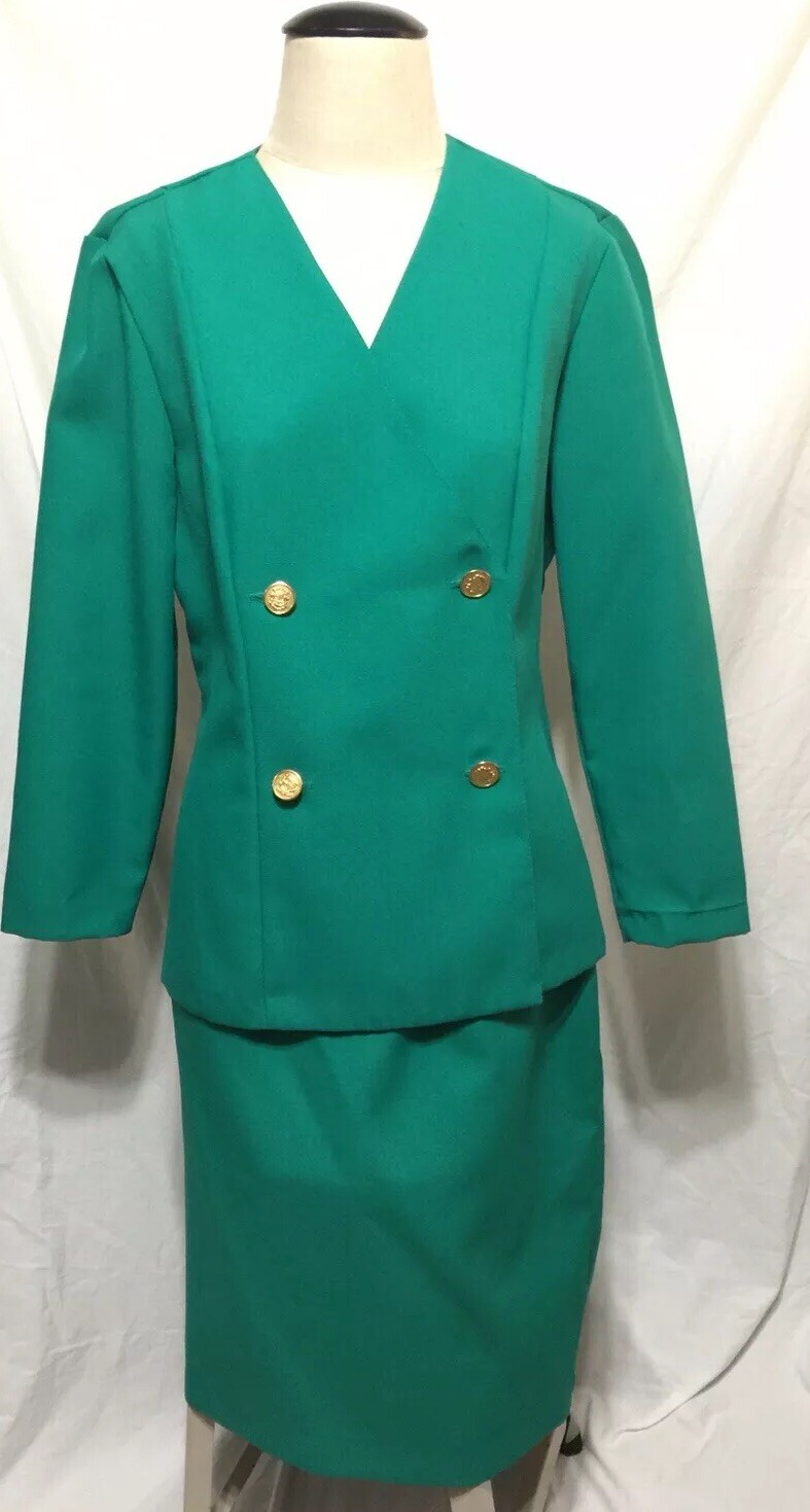 VTG BERG- RAY FROCKS Green Sz 12 made in USA EUC seperates skirt and top