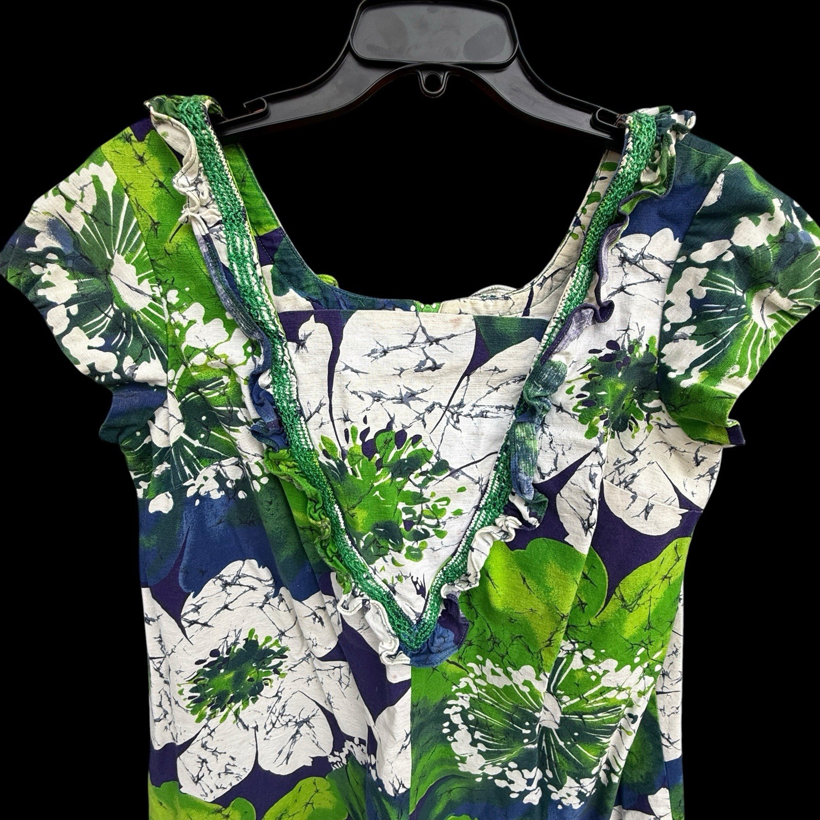 VTG Liberty House Of Hawaii Barkcloth Flower Power Maxi Dress MuMu Hawaiian