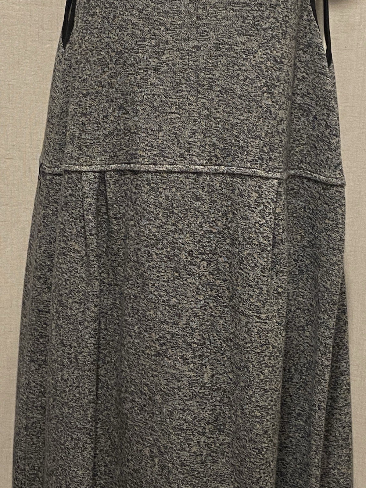 Vintage 1980s FADS Women’s Size: Petite Large Tank Dress Black & Gray Knit Boho