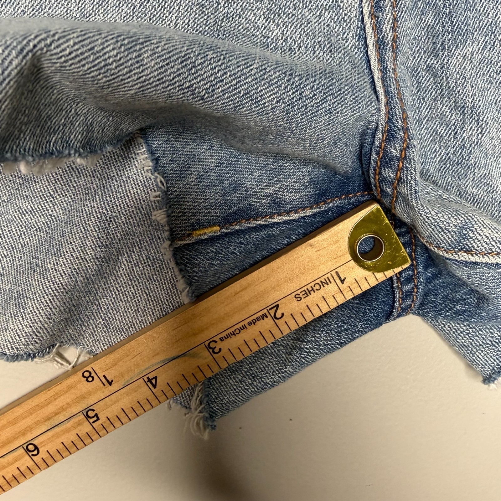 Free People We The Free Denim Shorts Womens 31 Distressed Raw Hem High Rise Blue