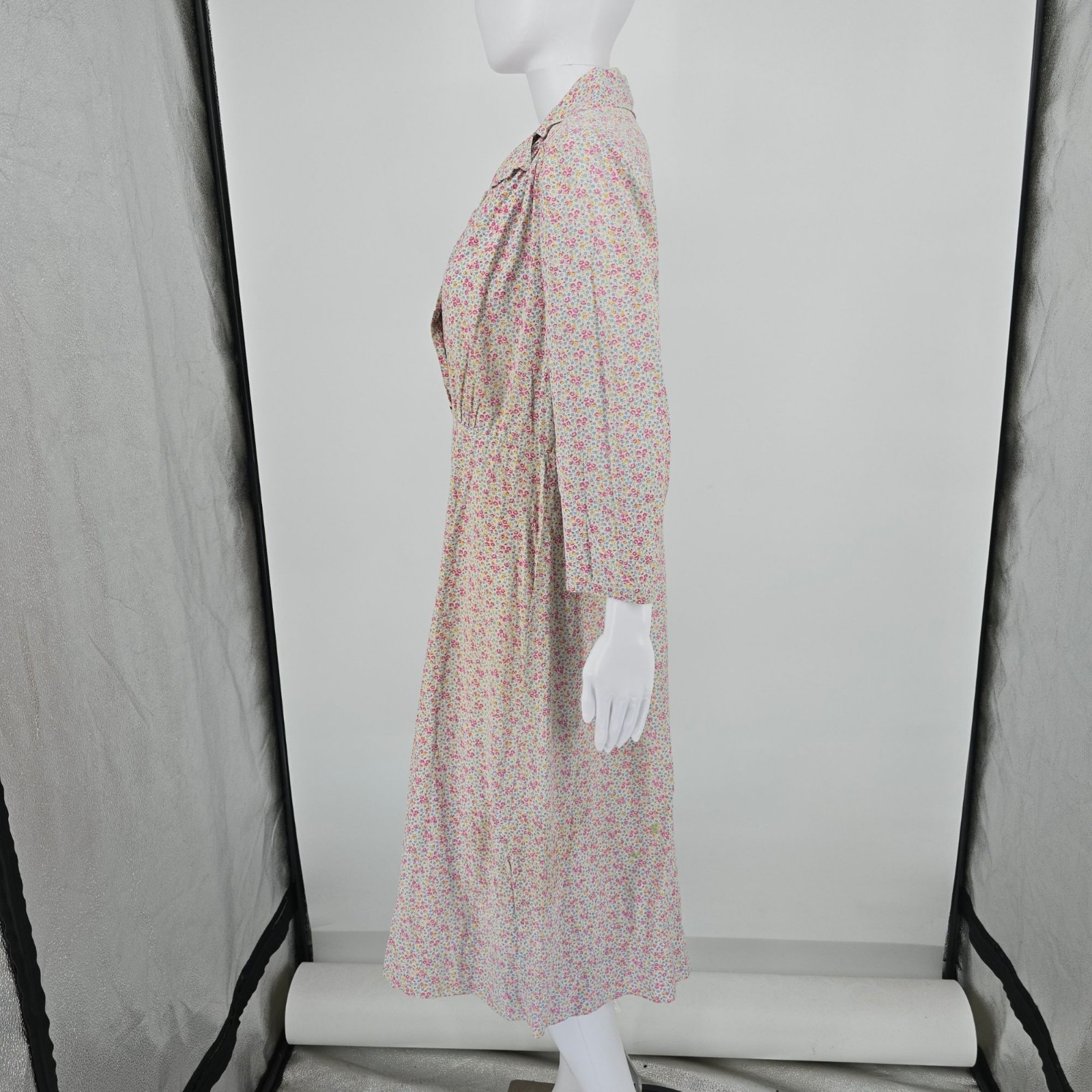 Vintage 1940s Ditsy Floral Pattern Cotton Midi Housedress/Day Dress (12/L)