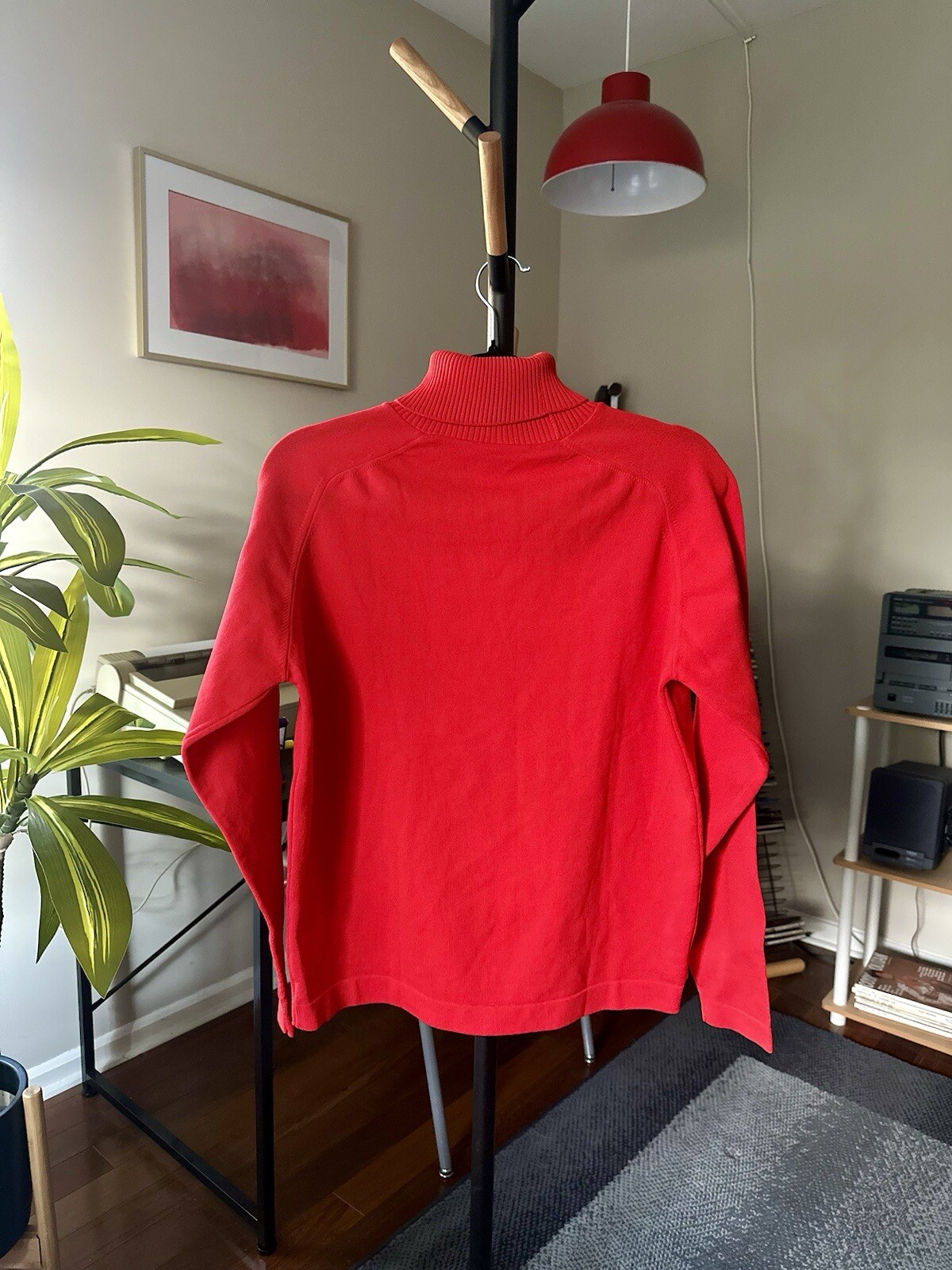 1970s McGregor Womens Vintage Sweater Turtleneck Bright Red Ski Size M