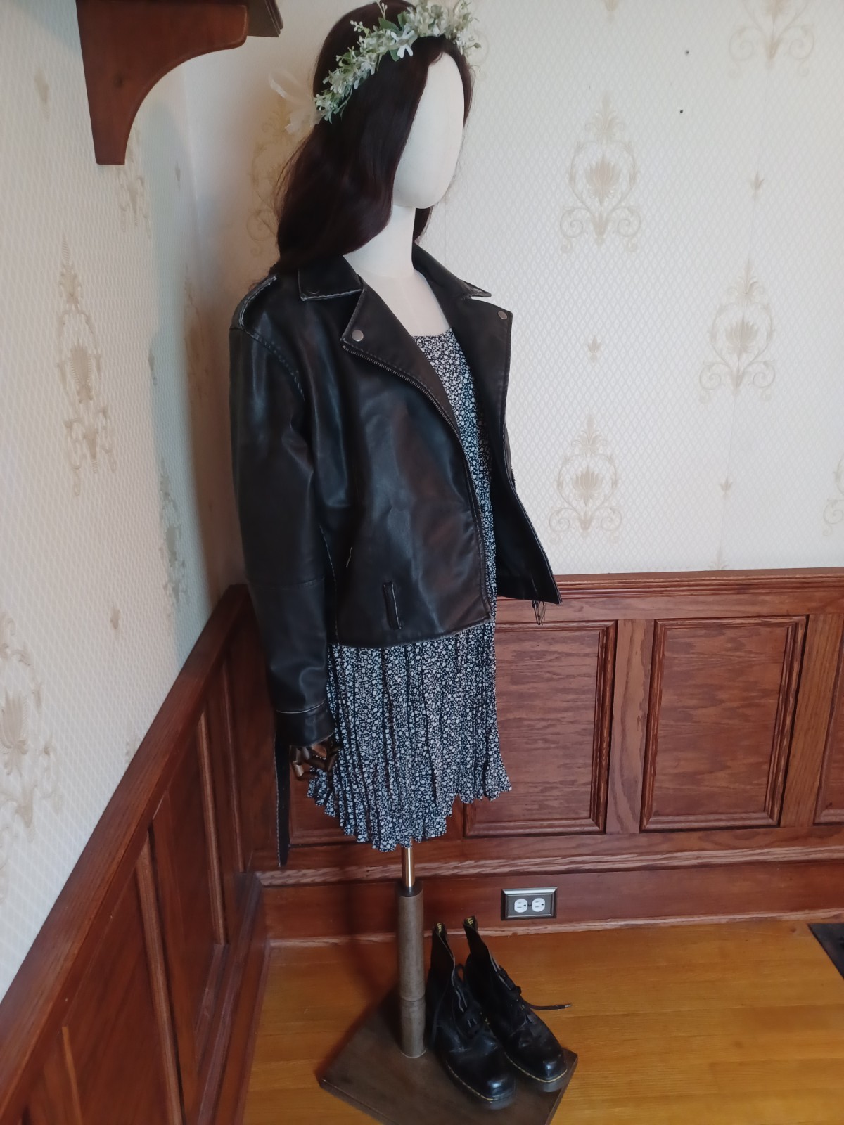 Vintage 80s/90s Semi-Sheer Black and White Floral Grunge Babydoll Dress