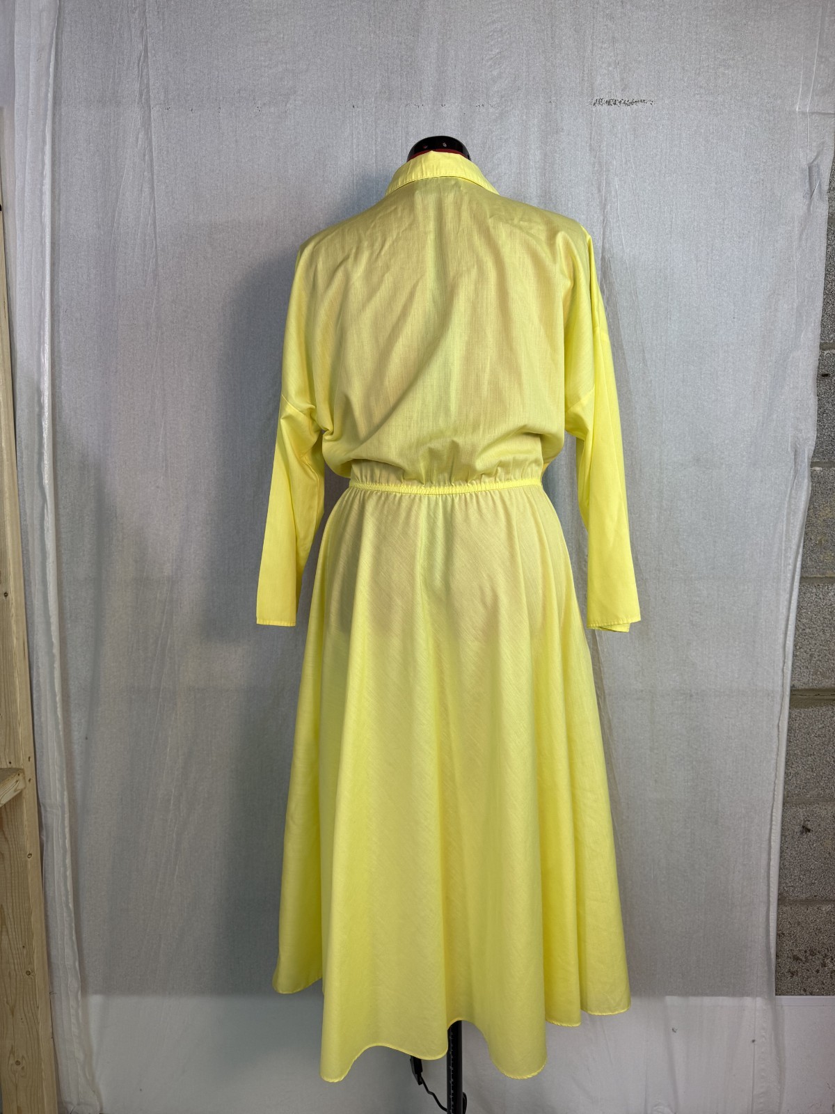 Vintage The American Shirt Dress 80s Yellow 50s Style fit & flare Size 8 M F728
