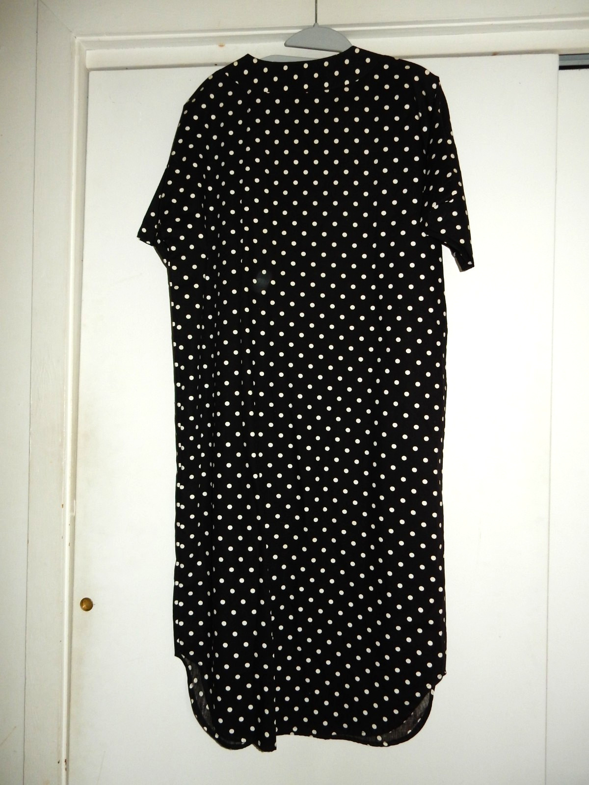 VTG Pierre Cardin Black & White Polka Dot Straight Shirt Dress M Made in USA