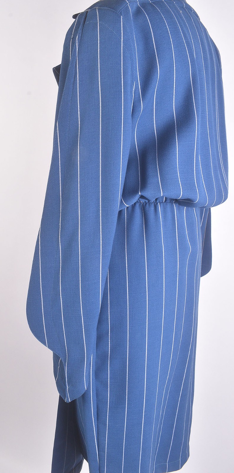 Vintage 80s THIERRY MUGLER Pinstriped Asymmetric Avant Garde Jacket Style Dress