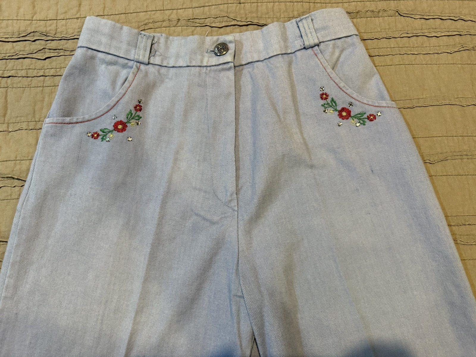 Women’s OOAK Vtg 70s TOMBOY OF CALIFORNIA Denim Jacket Flare Jeans Size S/M