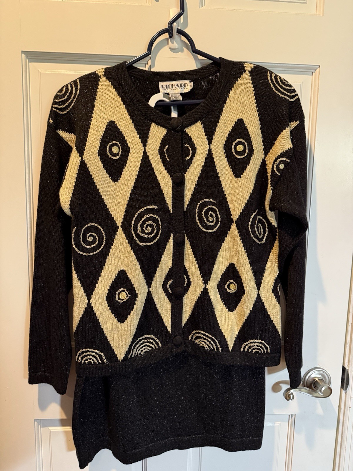 VTG Richard Sport NWT Sweater A-line Skirt Set Women’s Small Metallic & Cotton
