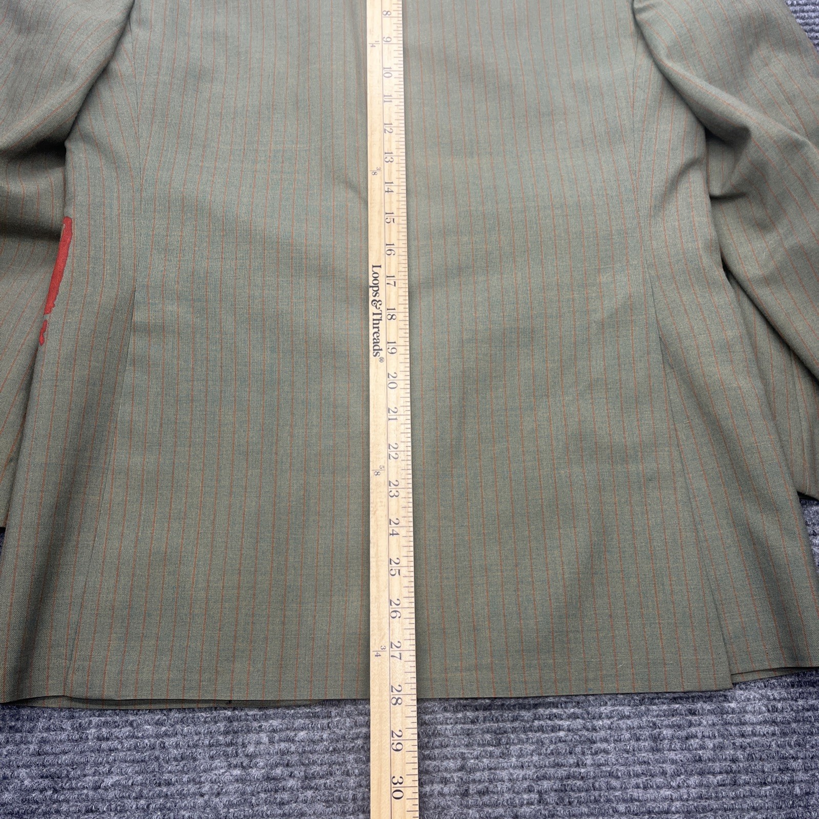Vtg 70s Green Red Pinstriped Sport Coat Deconstructed Face Graphic 38R Lyncraft