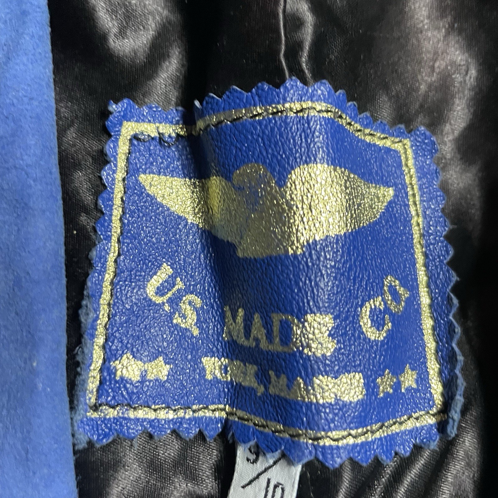 U.S. Maine Co Leather Jacket Vintage 1980s Blue Glam Rock Biker See Pics Flaws