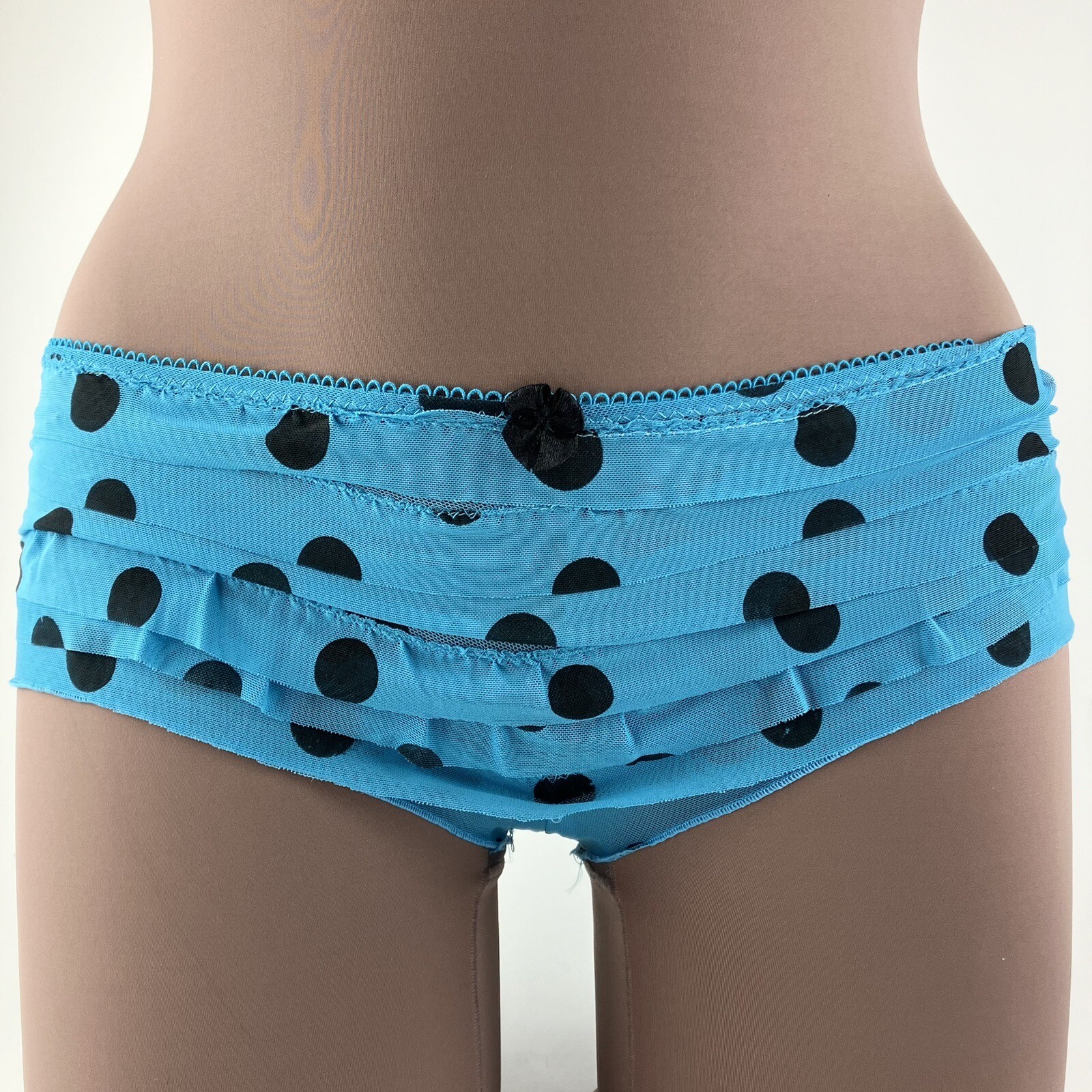 Just Sexy Panties Hip Hugger Polka Dots Ruffles Boy Shorts Size M Vintage