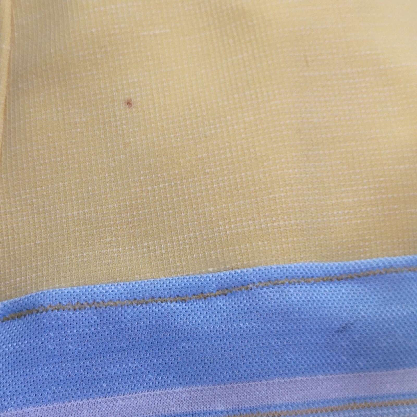 Vintage 60s 70s Maxi Dress Yellow Blue Striped Floral Applique Shawl Collar Mod