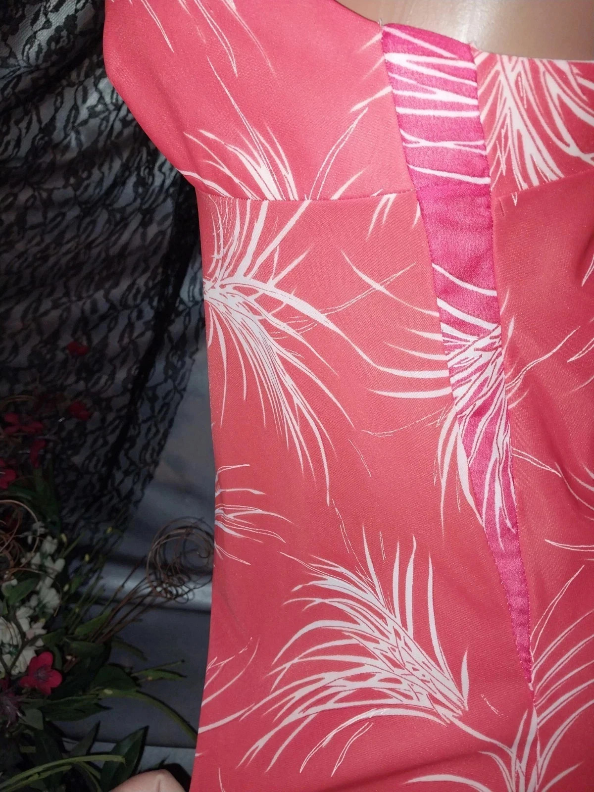 Vtg SILKY NYLON ORANGE ITALY 70S NIGHTGOWN LONG MAXI HIPPY DRESS S 34