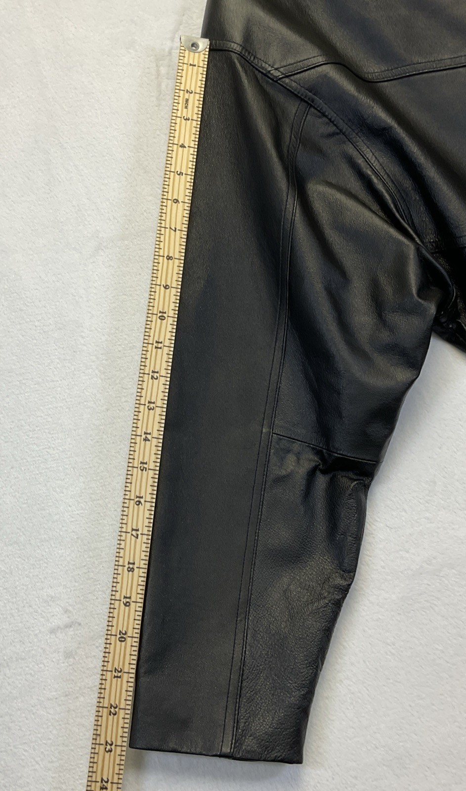 Vtg 80s Preston & York Leather Coat sz PL Black Embossed Paisley Suede Modern